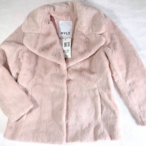NVLT | BUNNY FAUX FUR SHORT COAT | BLUSH PINK | 100% VEGAN COAT W/POCKETS SIZE S - Picture 13 of 16